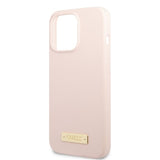 Guess iPhone 13 Pro Deksel Silicone Metal Plate MagSafe Rosa