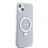 Guess iPhone 15 Plus Deksel Ring Stand Glitter MagSafe Transparent