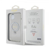 Guess iPhone 15 Plus Deksel Ring Stand Glitter MagSafe Transparent