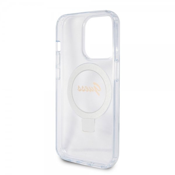 Guess iPhone 15 Pro Max Deksel Ring Stand Glitter MagSafe Transparent