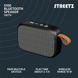 Streetz Høyttaler S100 Portable Compact Bluetooth Speaker Svart