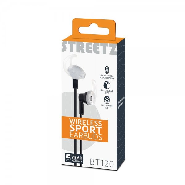 Streetz Hodetelefoner BT120 Wireless Sport Earbuds Svart