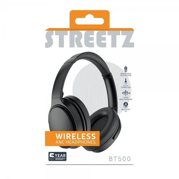 Streetz Hodetelefoner BT500 Wireless ANC Headphones Svart