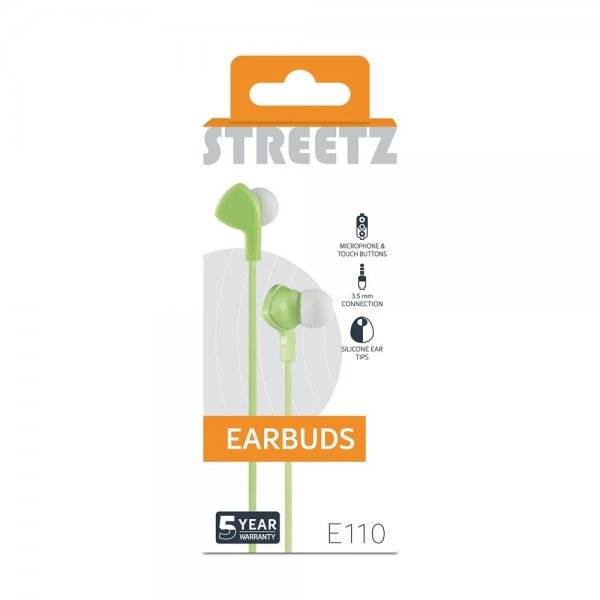 Streetz Hodetelefoner E110 Earbuds 3.5mm Grønn