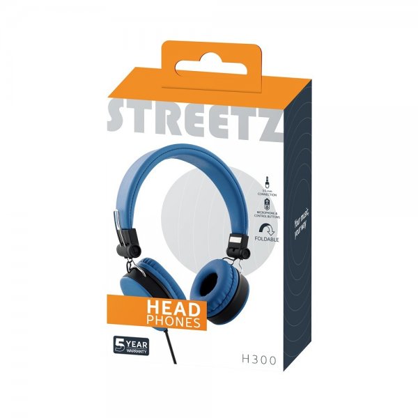 Streetz Hodetelefoner H300 Headphones 3.5mm Blå