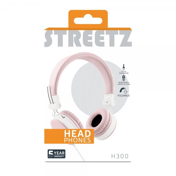 Streetz Hodetelefoner H300 Headphones 3.5mm Rosa