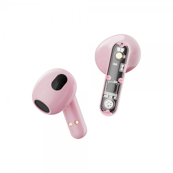 Streetz Hodetelefoner T150 Transparent True Wireless Earbuds Rosa