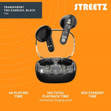 Streetz Hodetelefoner T150 Transparent True Wireless Earbuds Svart