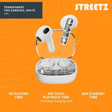 Streetz Hodetelefoner T150 Transparent True Wireless Earbuds Hvit