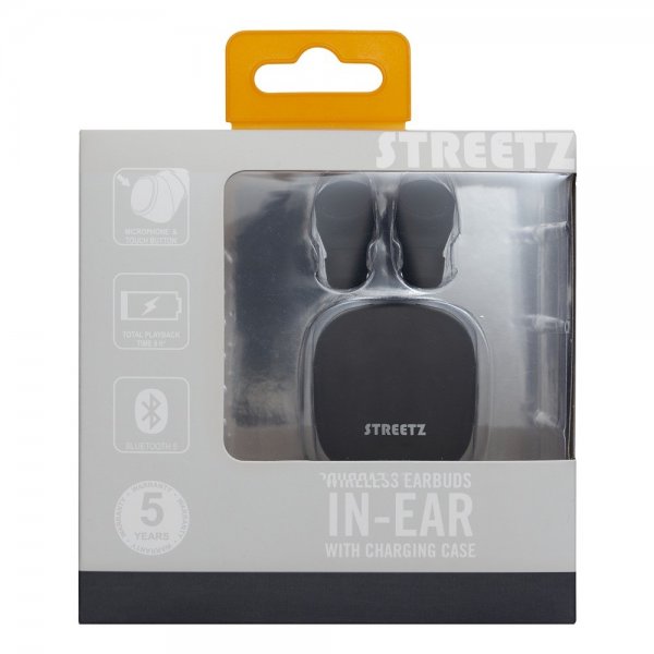Streetz Hodetelefoner T200 Wireless Earbuds In-Ear Svart