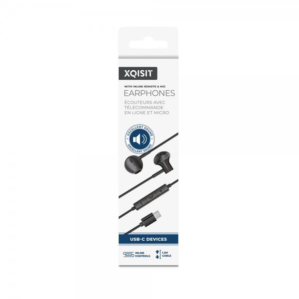 Xqisit Hodetelefoner USB-C Earphones Svart