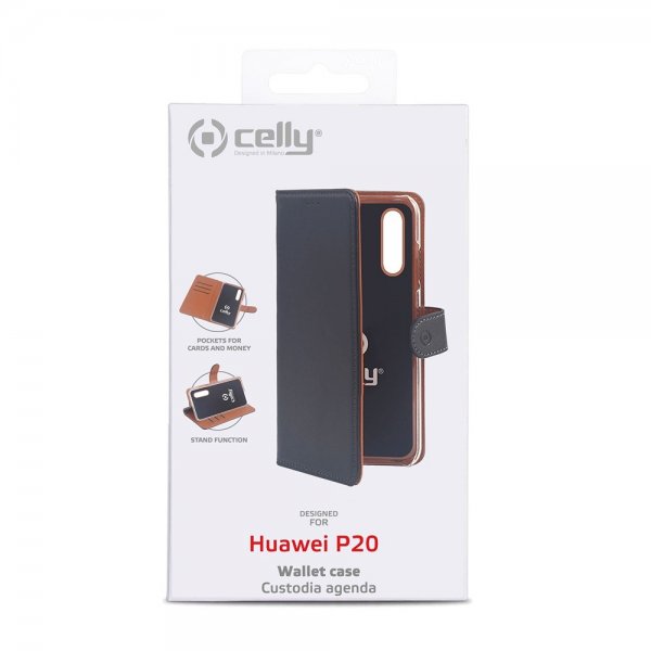 Celly Huawei P20 Etui Wally Wallet Case Svart