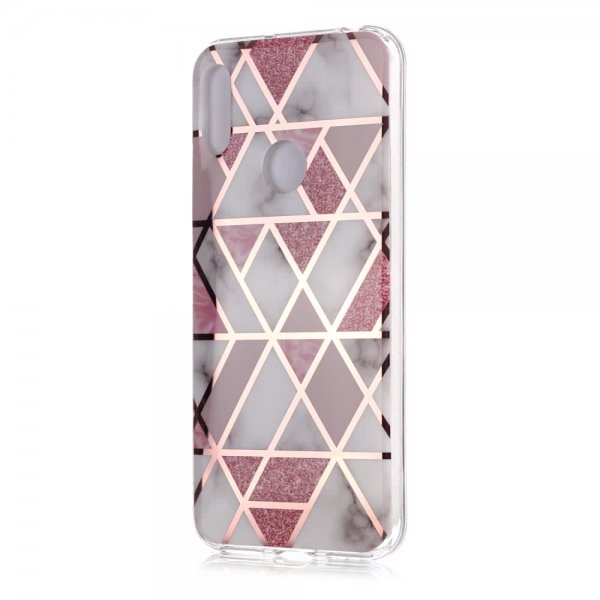 Huawei Y6 2019 Deksel Marmor Hvit Rosa