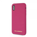 Karl Lagerfeld iPhone X/Xs Deksel Silikon LageRFeld Gull Logo Magenta