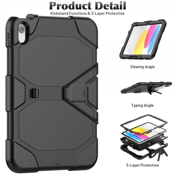 iPad 10.9 (gen 10)/iPad 11 (A16) Deksel Heavy Duty Armor Svart