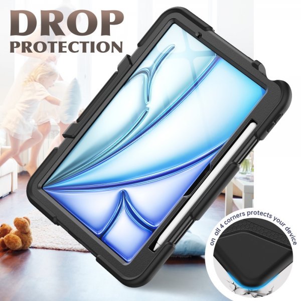 iPad Air 11 (M2/M3) Deksel Heavy Duty Armor Svart