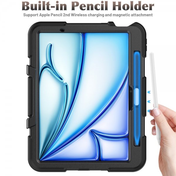 iPad Air 11 (M2/M3) Deksel Heavy Duty Armor Svart