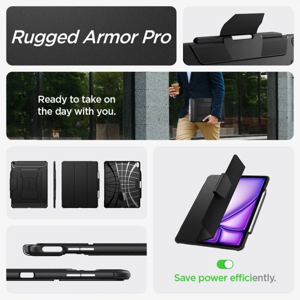 Spigen iPad Air 13 (M2/M3) Etui Rugged Armor Pro Svart