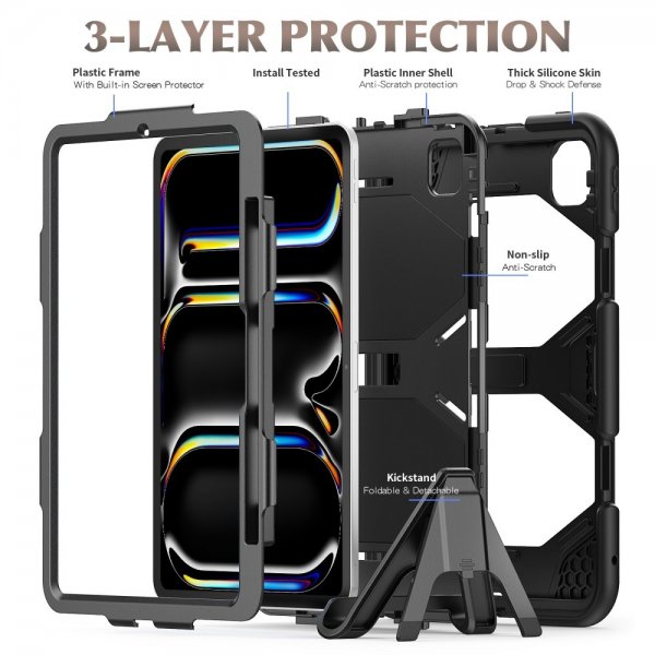 iPad Pro 11 (M4/M5) Deksel Heavy Duty Armor Svart