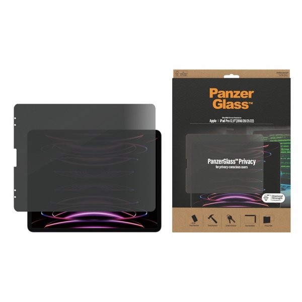 PanzerGlass iPad Pro 12.9 (gen 3/4/5/6) Skjermbeskytter Edge-to-Edge Case Friendly Privacy