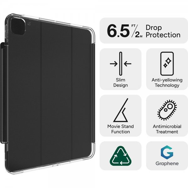 Zagg iPad Pro 13 (M4/M5) Etui Crystal Palace Folio Svart Transparent