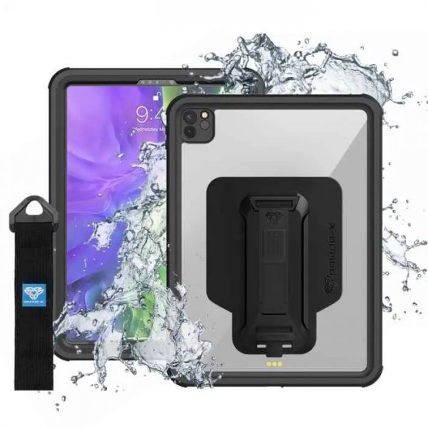 Armor-X iPad Pro 11 (gen 2/3/4) Deksel Waterproof case Svart Transparent