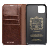 Qialino iPhone 11 Etui Ekte Skinn Kortlomme Brun