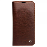 Qialino iPhone 11 Etui Ekte Skinn Kortlomme Brun
