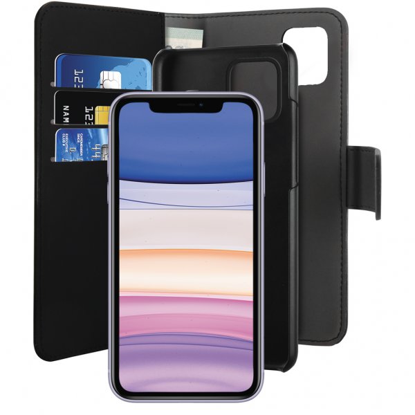 Puro iPhone 11 Etui Wallet Detachable 2 in 2 Svart