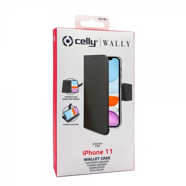 Celly iPhone 11 Etui Wally Wallet Case Svart