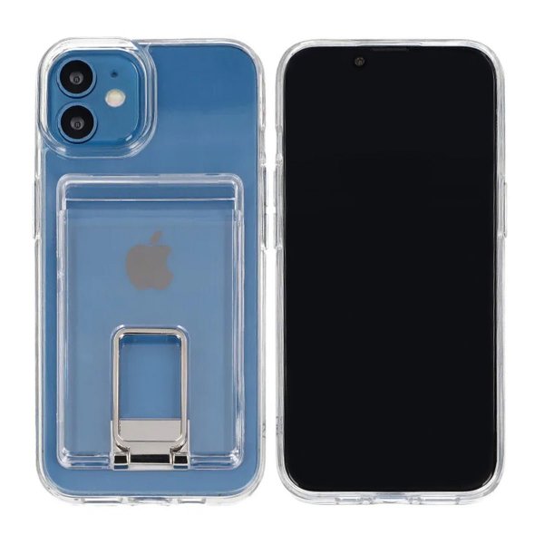 Rvelon iPhone 11 Deksel with Stand Card Holder Transparent