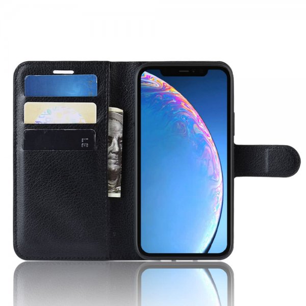 iPhone 11 Etui Litchi Svart