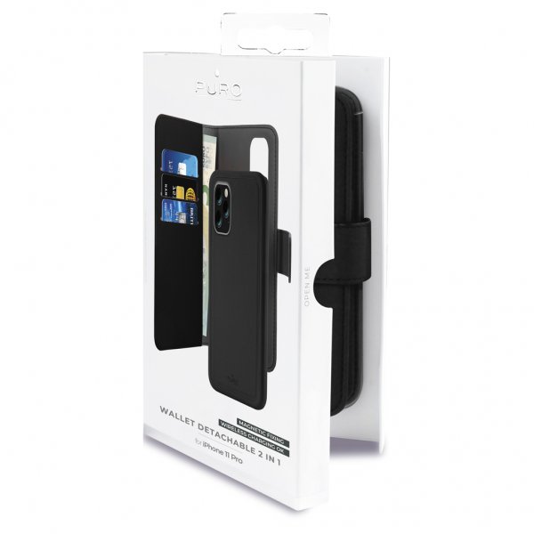 Puro iPhone 11 Pro Etui Wallet Detachable 2 in 2 Svart
