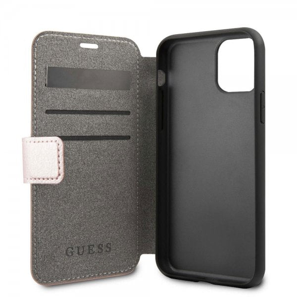 Guess iPhone 11 Pro Max Etui Skinntekstur Rosegull
