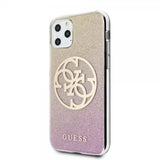 Guess iPhone 11 Pro Max Deksel Glitter Circle Rosegull