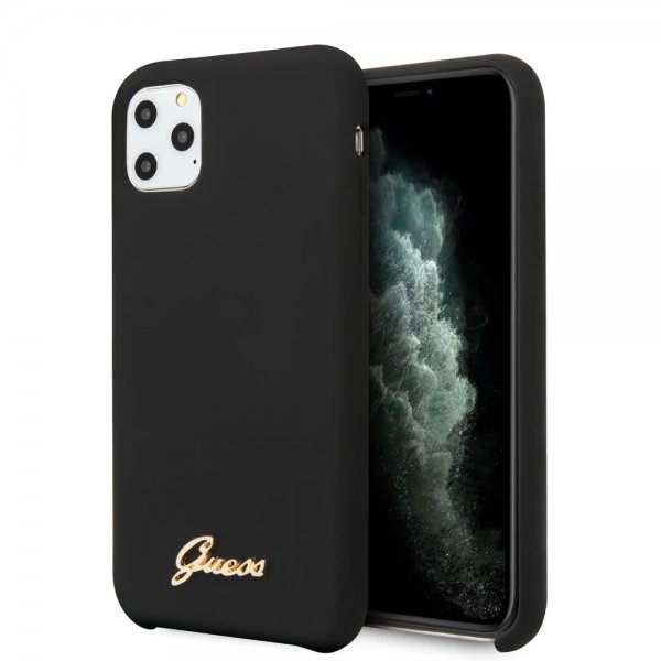 Guess iPhone 11 Pro Max Deksel Silikoni Cover Vintage Svart