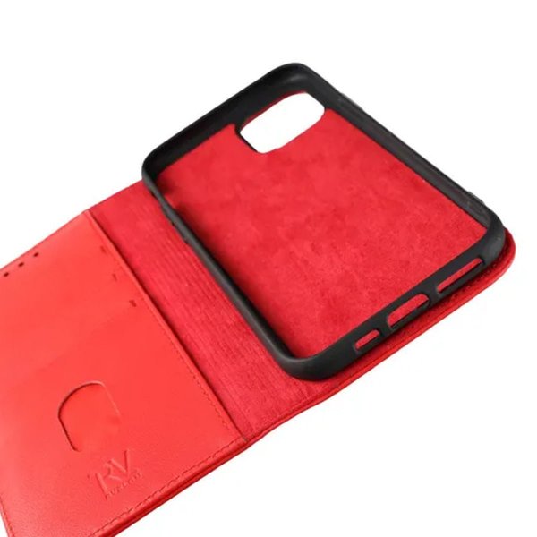 Rvelon iPhone 11 Pro Etui Ekte Skinn Rød