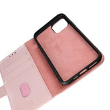 Rvelon iPhone 11 Pro Etui Ekte Skinn Rosa
