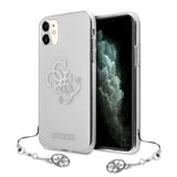 Guess iPhone 11 Deksel 4G Logo Sølv Klar
