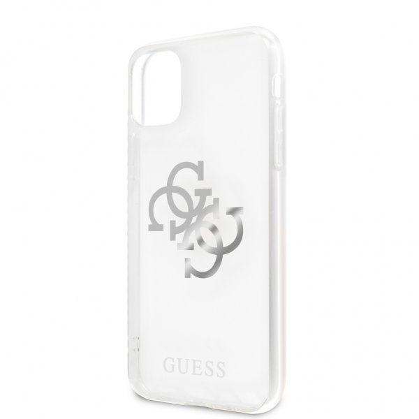 Guess iPhone 11 Deksel 4G Logo Sølv Klar