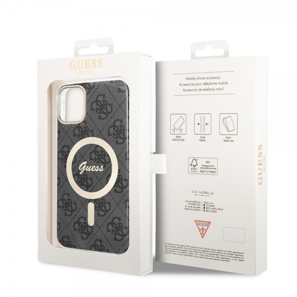Guess iPhone 11 Deksel 4G Pattern MagSafe Svart