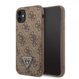 Guess iPhone 11 Deksel Double Cardslot Metal Triangle Brun