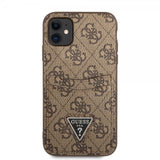 Guess iPhone 11 Deksel Double Cardslot Metal Triangle Brun