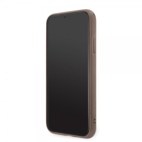 Guess iPhone 11 Deksel Double Cardslot Metal Triangle Brun