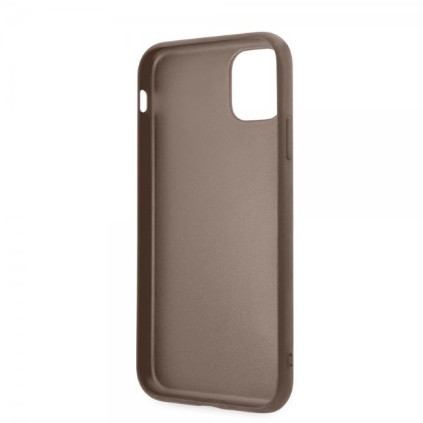 Guess iPhone 11 Deksel Double Cardslot Metal Triangle Brun