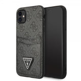 Guess iPhone 11 Deksel Double Cardslot Metal Triangle Svart