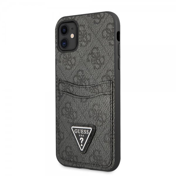 Guess iPhone 11 Deksel Double Cardslot Metal Triangle Svart