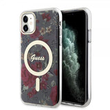 Guess iPhone 11 Deksel Flower MagSafe Kaki