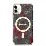 Guess iPhone 11 Deksel Flower MagSafe Kaki
