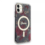 Guess iPhone 11 Deksel Flower MagSafe Kaki